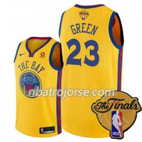 Män Golden State Warriors Tröja Draymond Green 23 2018 NBA Finals Gul Nike City Edition Swingman